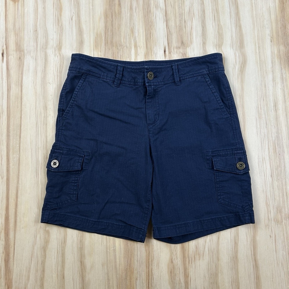 Eddie Bauer Women's Cargo Shorts Size 2 Navy Blue Cotton Blend Outdoor Hiking